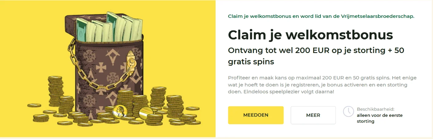 Mason Slots welkomstbonus – 100% tot €200 plus 50 gratis spins op Book of Dead