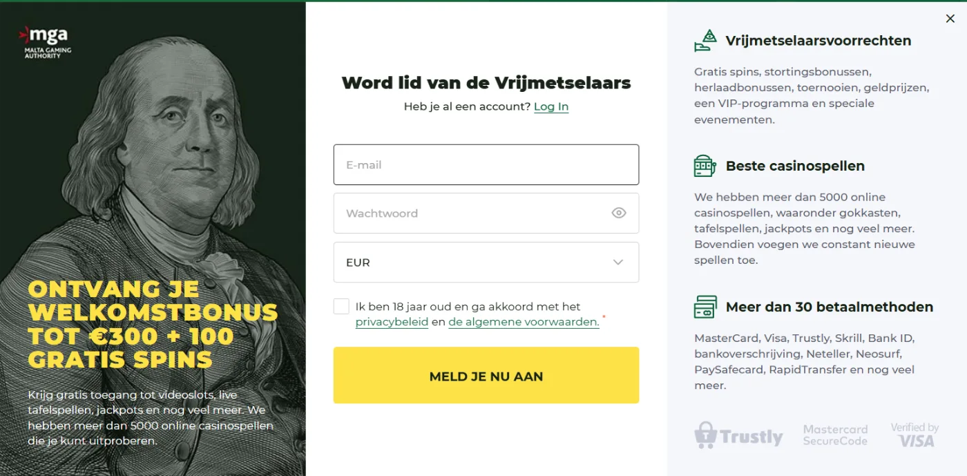 Registratie en KYC-verificatie bij Mason Slots – account aanmaken en identiteitscontrole